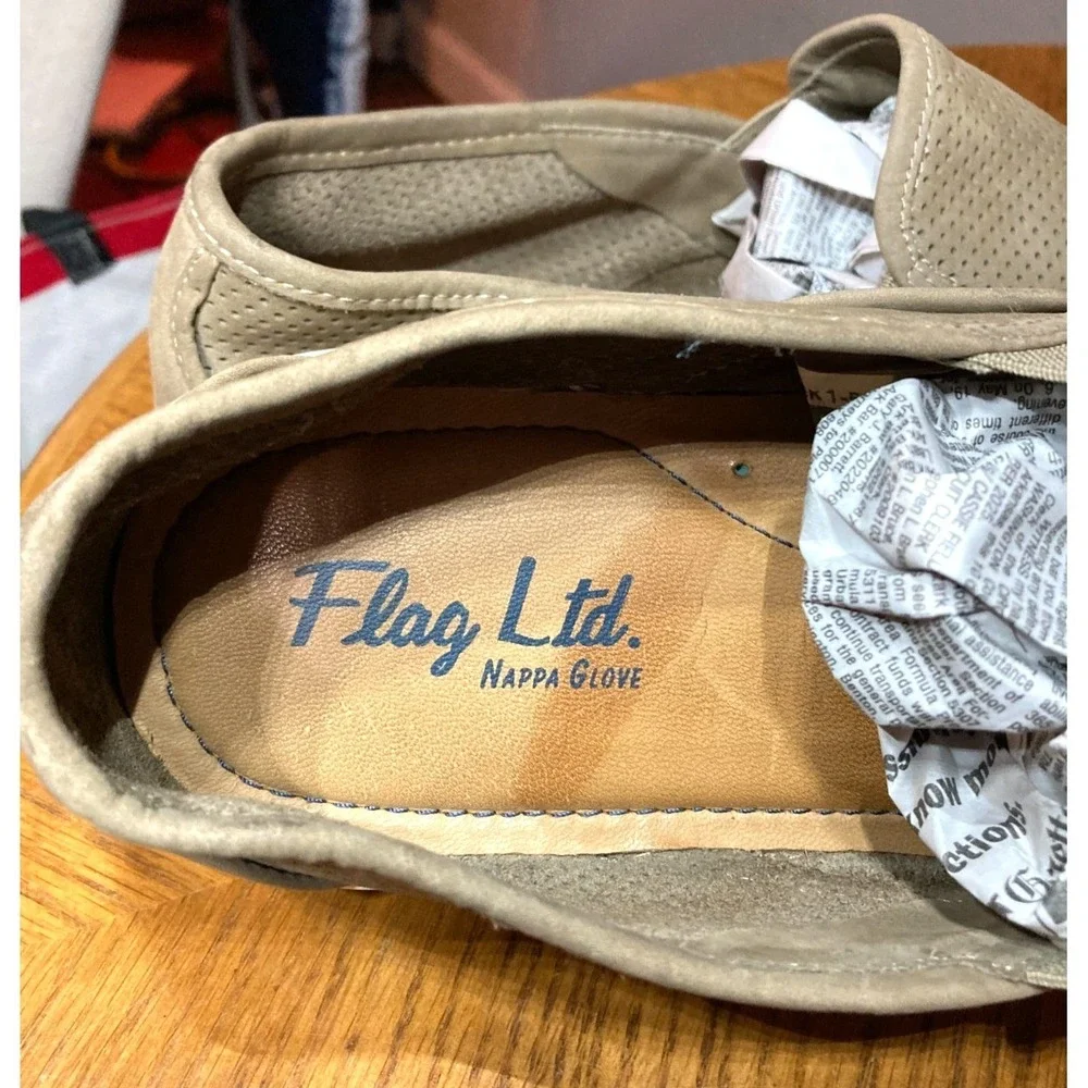 Flag Ltd Napa Glove Leather Slip‑On Loafer Men  13M Tan Perforated‎ Casual Shoe